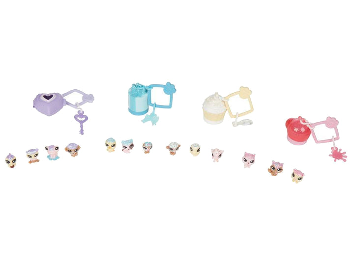 Set de figuras de animales y accesorios Littlest Pet Shop de Hasbro en colores pastel.