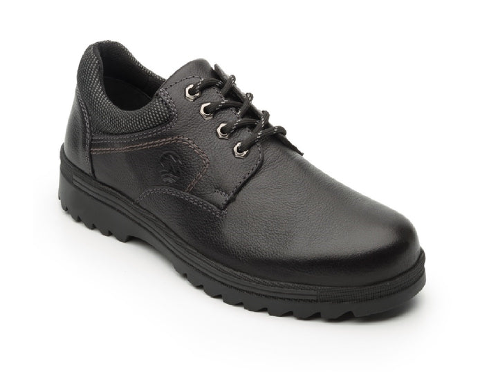 Zapato negro de cuero Flexi para hombre con agujetas y suela robusta.