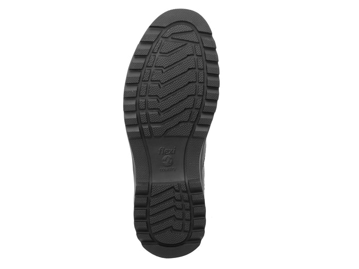 Zapato negro de cuero Flexi para hombre con agujetas y suela robusta.