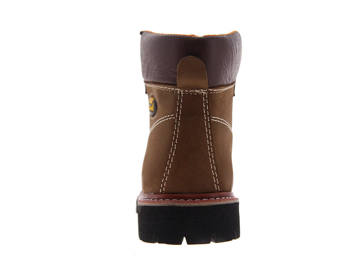 Par de botas de seguridad Rombar color oro con suela negra robusta y casquillo de acero.