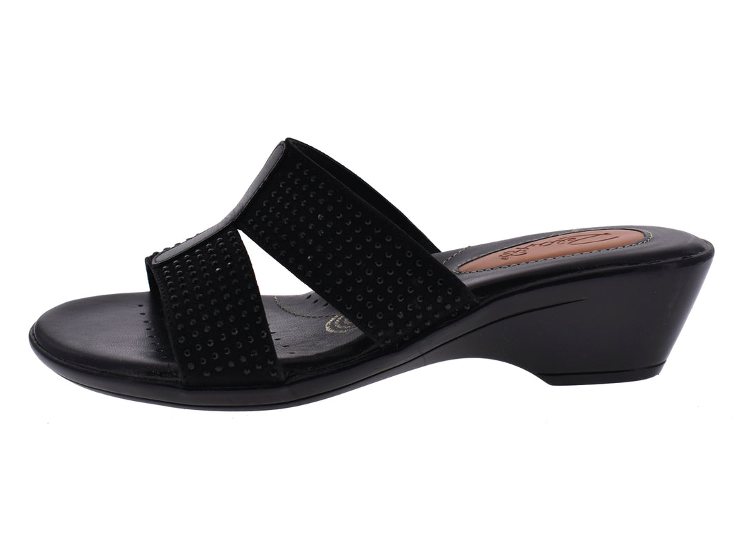 Sandalias negras de plataforma para mujer con plantilla color café.