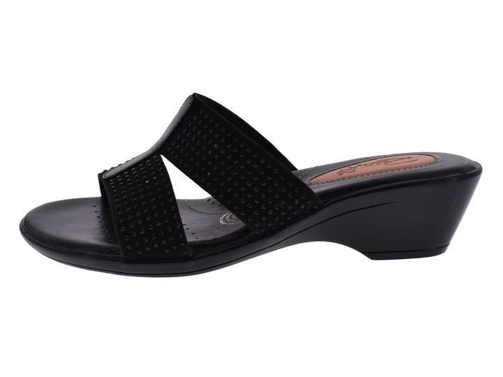 Sandalias negras de plataforma para mujer con plantilla color café.
