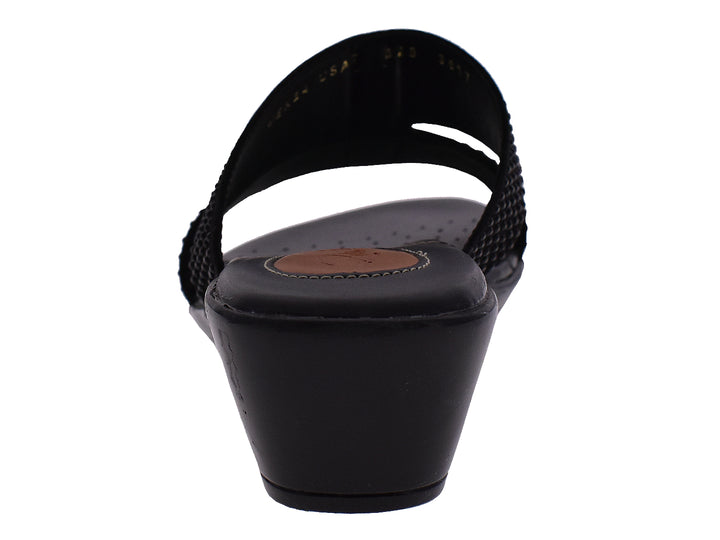 Sandalias negras de plataforma para mujer con plantilla color café.