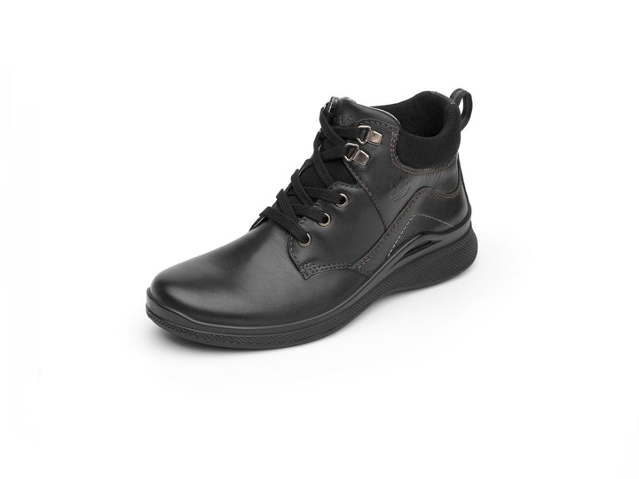 Bota Flexi Outdoor para mujer en color negro con cordones y suela cómoda.