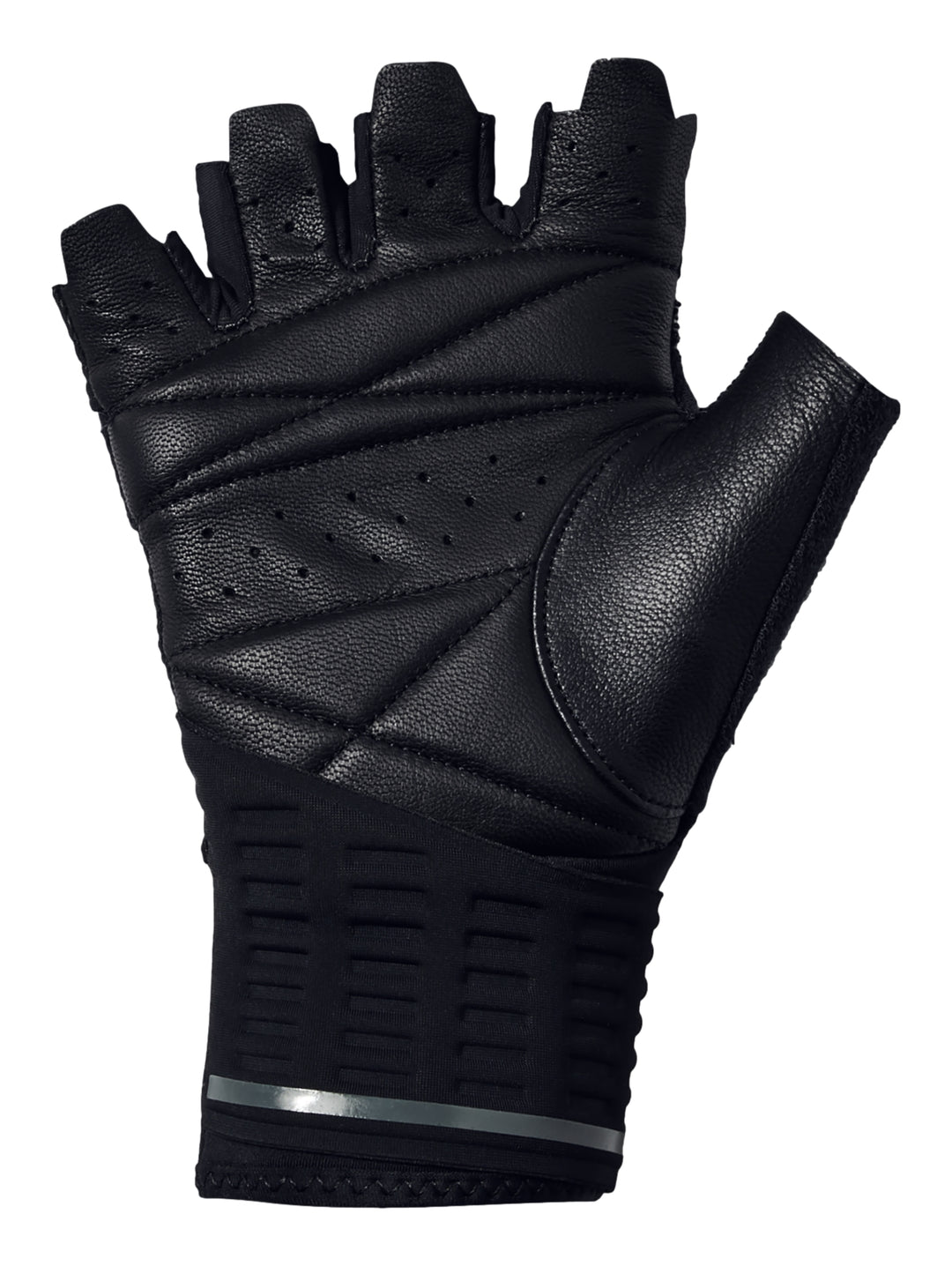 Guantes de levantamiento de pesas Under Armour color negro, sin dedos y con soporte para muñeca.