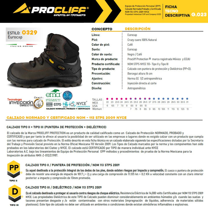 Botas de seguridad industriales color café con casquillo de poliamida y suela negra para hombre.
