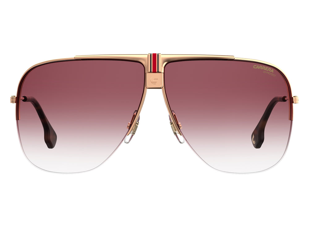 Lentes de sol Carrera 643X para mujer con montura dorada, micas degradadas café y terminales en carey.