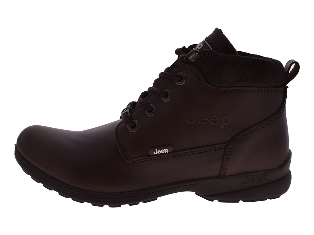 Par de botas Jeep Patriot para mujer en color café con agujetas y acabado mate.