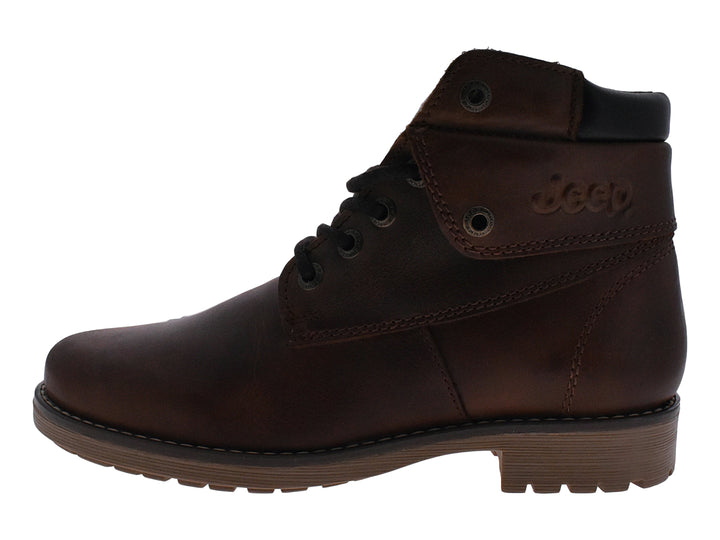 Botas Jeep Hamilton para mujer en color marrón encino roble con agujetas y acabado en cuero.