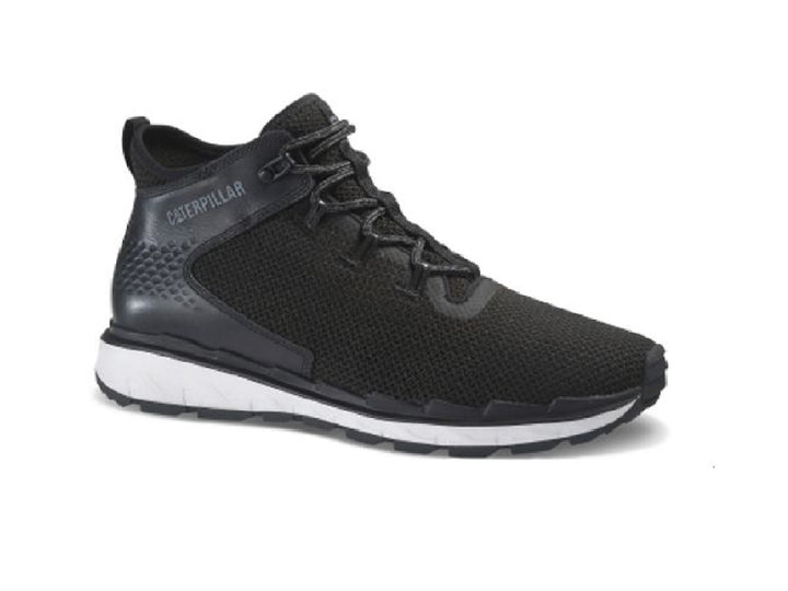 Tenis deportivos Caterpillar Stratify color negro con suela blanca para hombre.