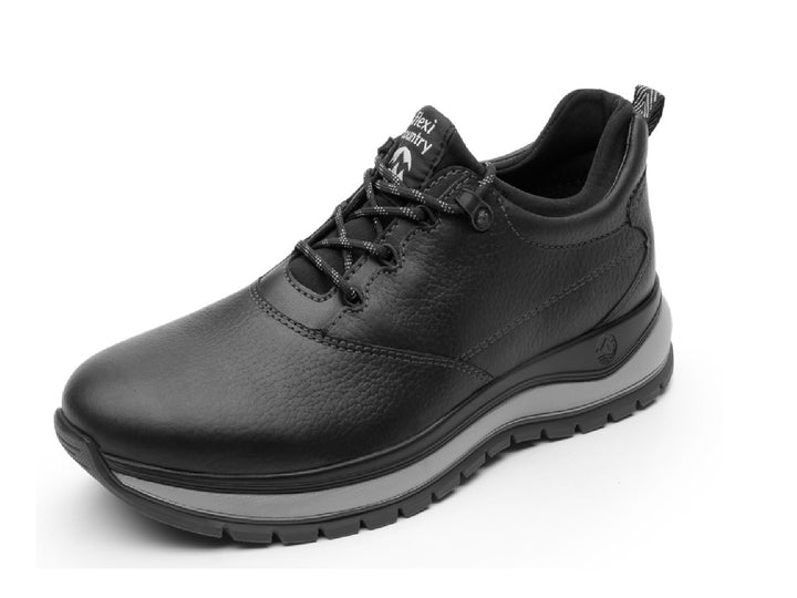 Botas negras Flexi Randall Country para hombre con suela gris y cordones.