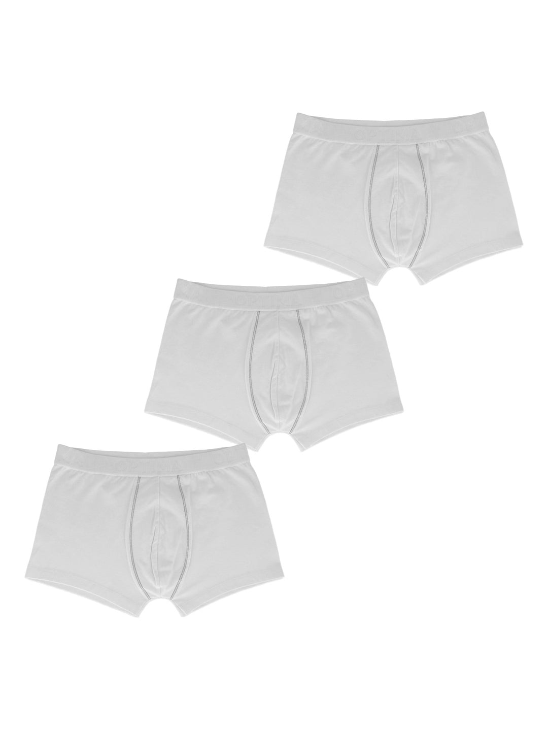 Set de tres calzoncillos bóxer blancos para niño.