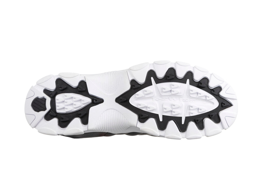 Tenis deportivos K-Swiss para mujer en color negro con suela blanca.