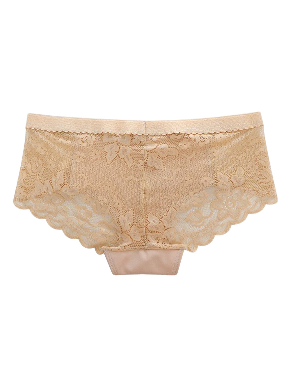 Boxer de mujer color nude con detalles de encaje en los laterales y un pequeño moño en la cintura.
