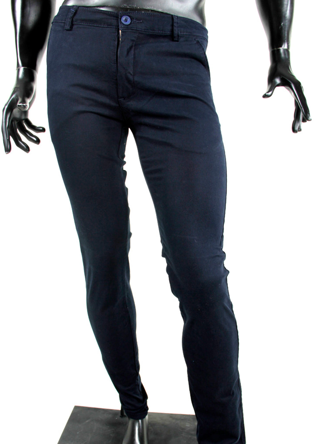 Pantalón ajustado color azul marino para Hombre exhibido en maniquí sobre fondo blanco.