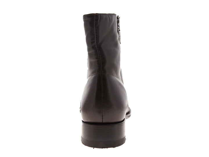 Botas de cuero color café oscuro para hombre con cierre lateral.