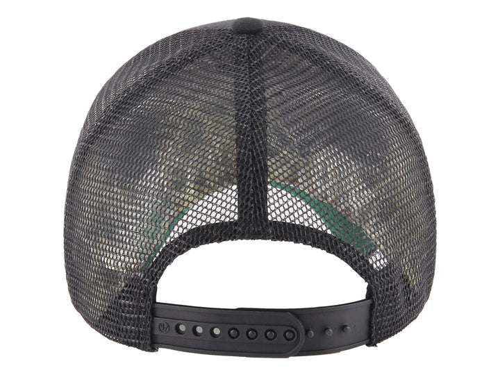 Gorra negra de béisbol 47 Brand con logo de NY Yankees y parte trasera de malla.