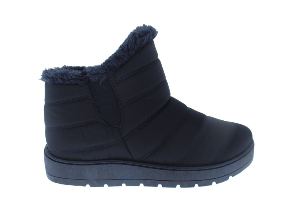 Botas Furor color azul navy con diseño acolchado y forro interior de piel sintética para invierno.