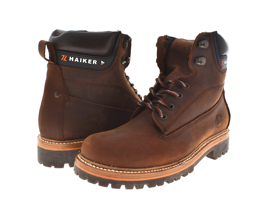 Par de botas 7 Leguas color bronce para hombre, confeccionadas en cuero con suela robusta y cordones.