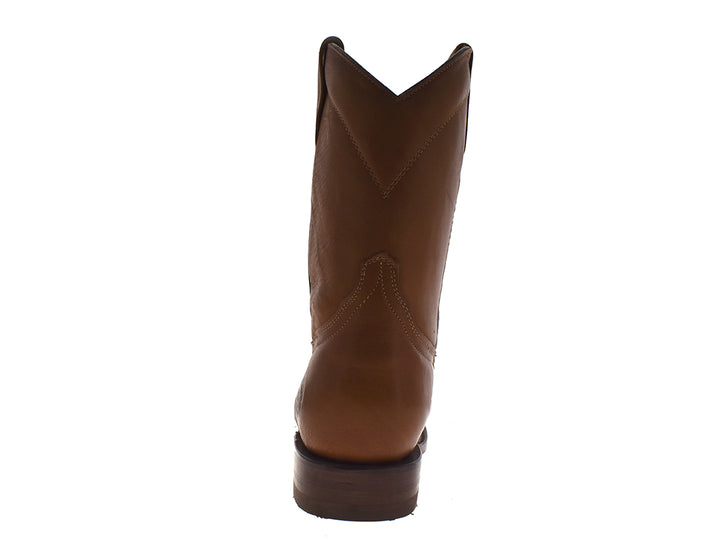 Par de botas vaqueras de cuero color marrón maple para hombre.
