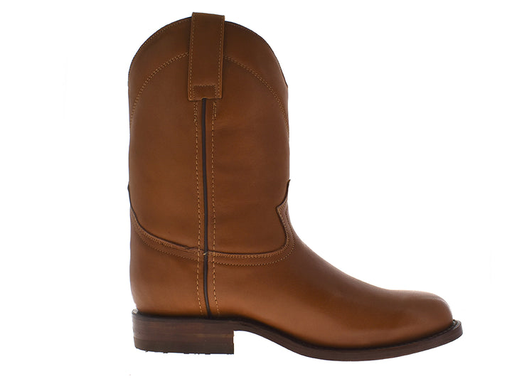 Par de botas vaqueras de cuero color marrón maple para hombre.