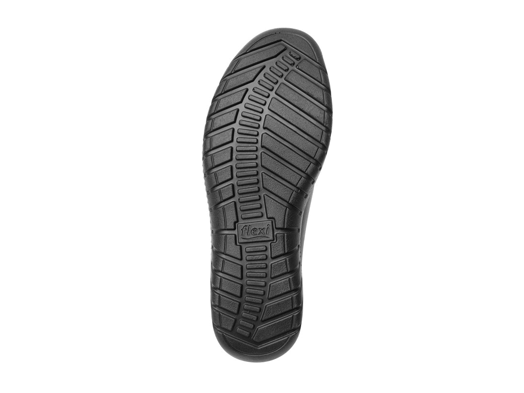 Zapato plano Flexi Jane para mujer en color negro, material de cuero liso.