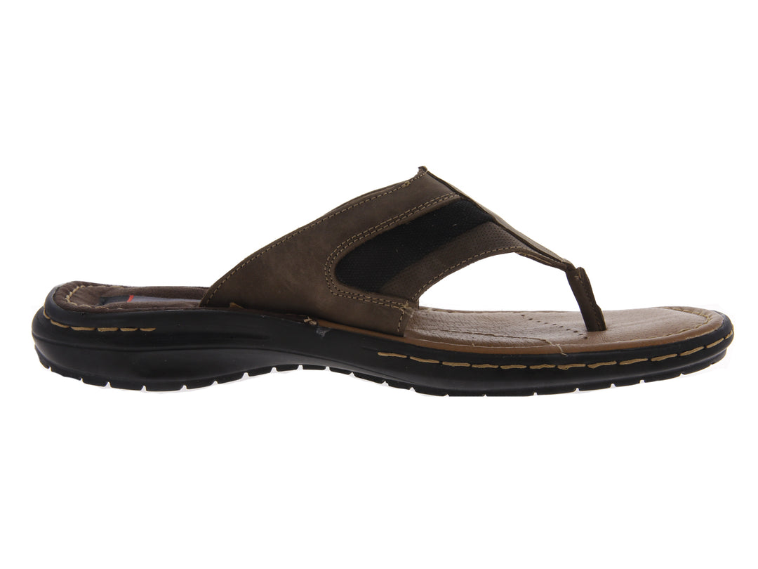 Sandalia casual para Hombre color chocolate con suela negra y correa ancha.
