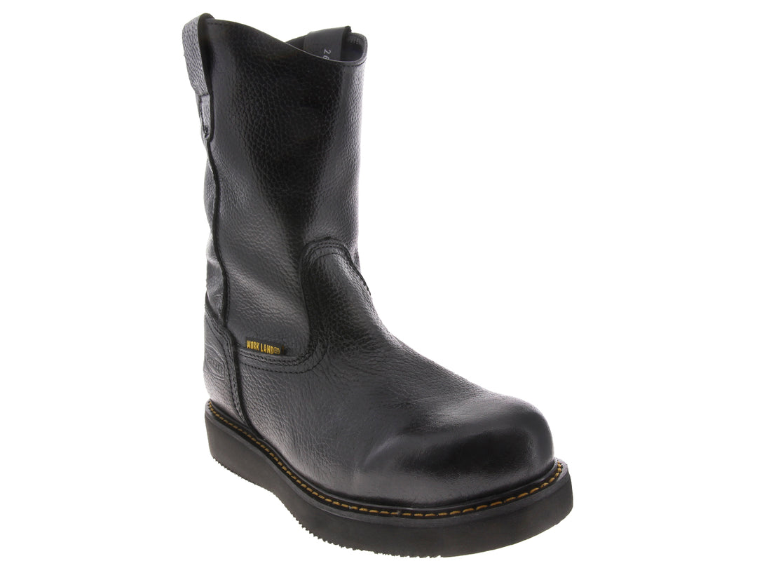Bota de trabajo Roper para hombre en color negro de cuero con suela gruesa.