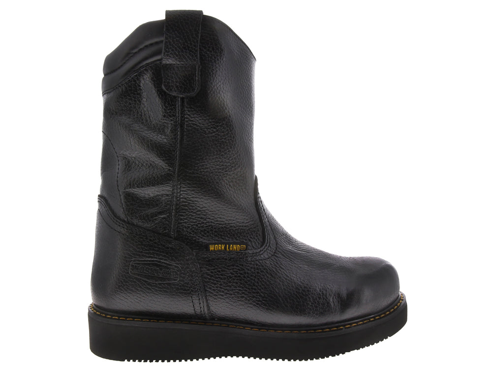 Bota de trabajo Roper para hombre en color negro de cuero con suela gruesa.