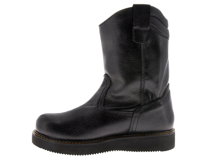 Bota de trabajo Roper para hombre en color negro de cuero con suela gruesa.