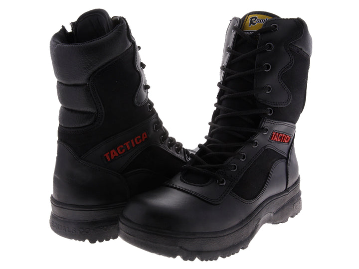 Botas tácticas negras Rombar 4301 para hombre, de caña alta con cordones.