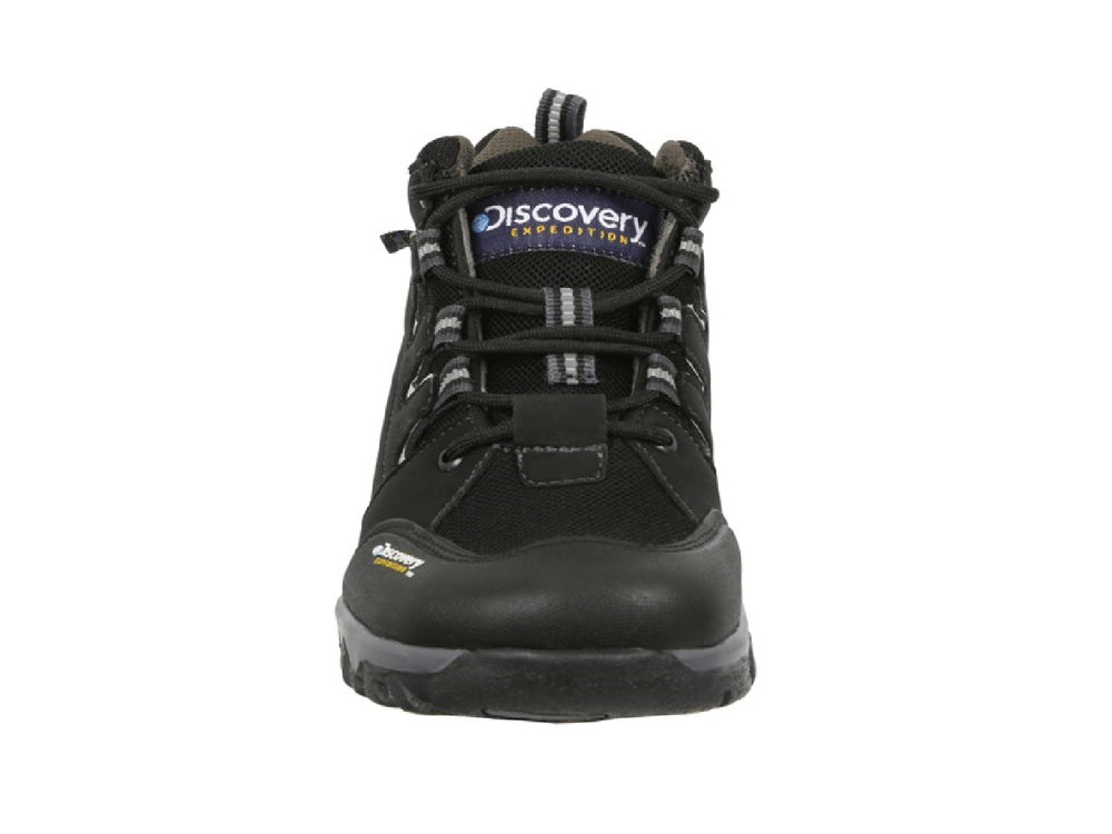 Botas Discovery Blackwood para niño en color negro con detalles en gris y suela rugosa.