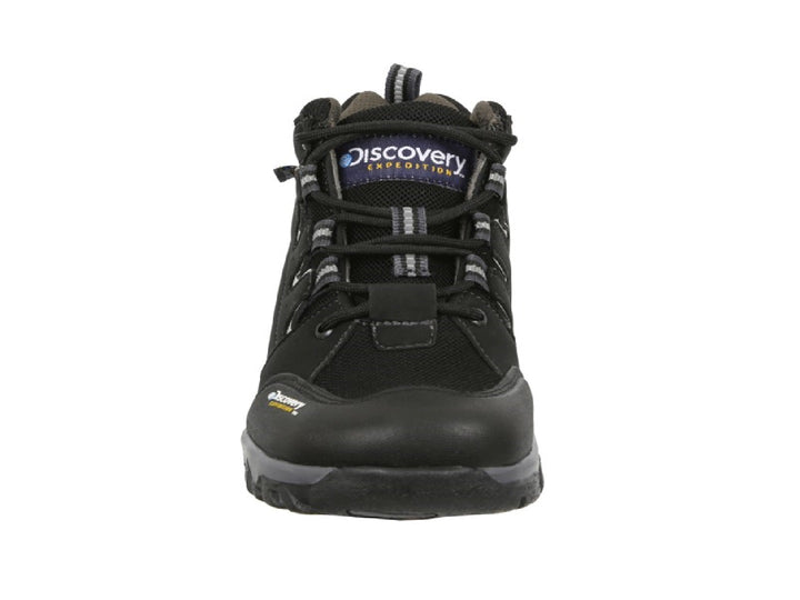 Botas Discovery Blackwood para niño en color negro con detalles en gris y suela rugosa.