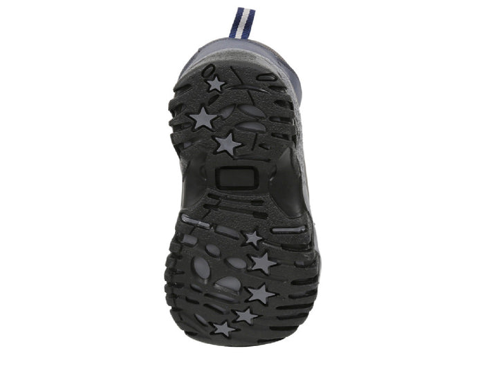 Botas Discovery Blackwood para niño en color gris con detalles en azul y suela negra robusta.