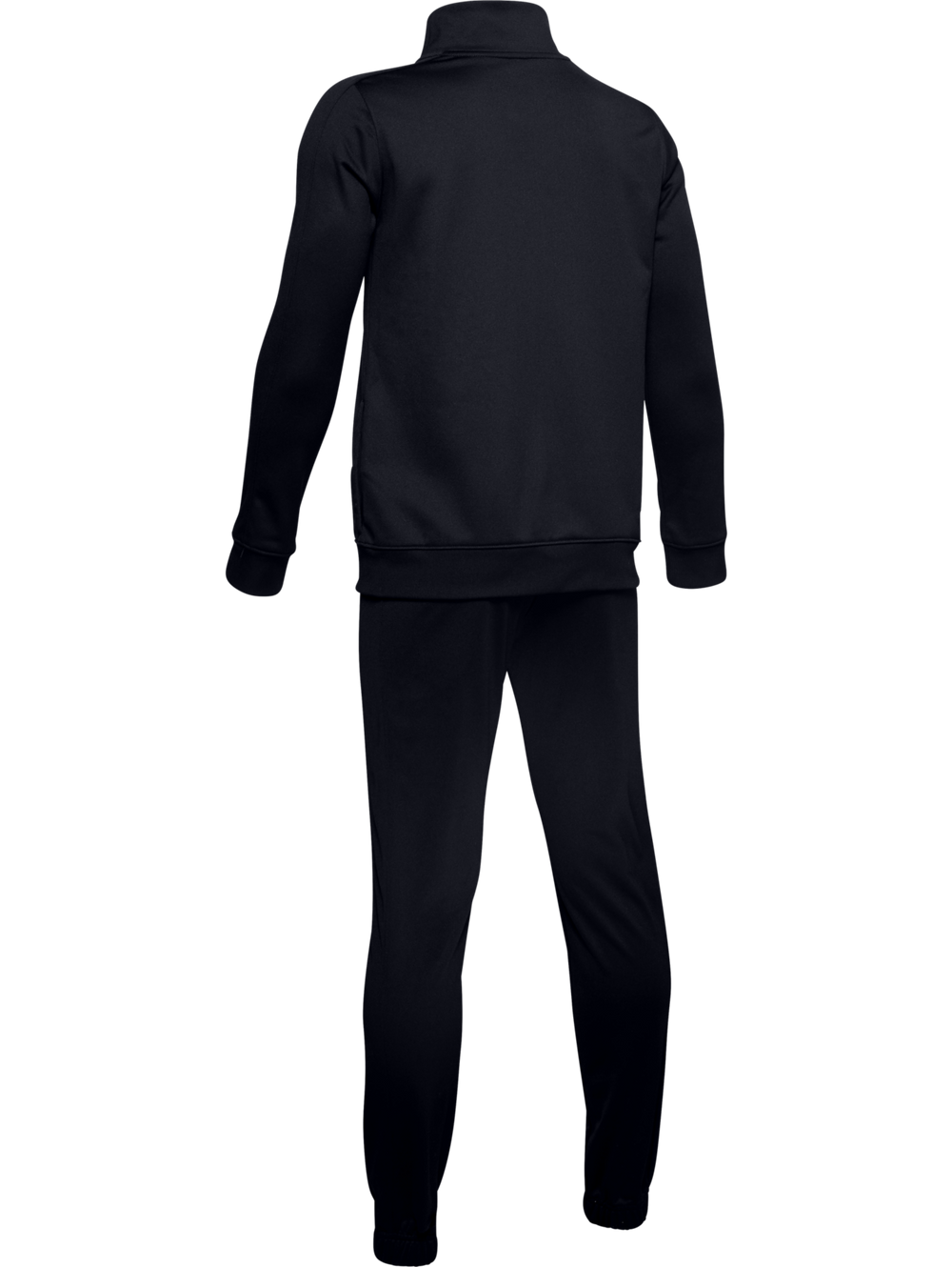 Conjunto deportivo Under Armour de color negro compuesto por chaqueta con cierre y pantalón.