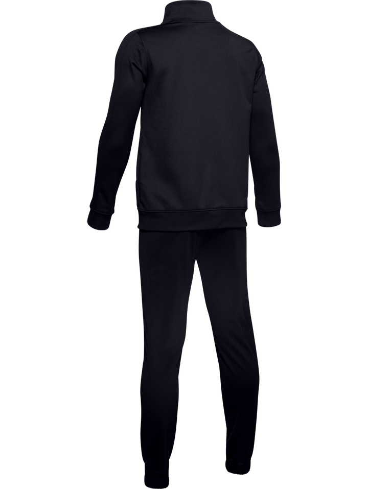 Conjunto deportivo Under Armour de color negro compuesto por chaqueta con cierre y pantalón.