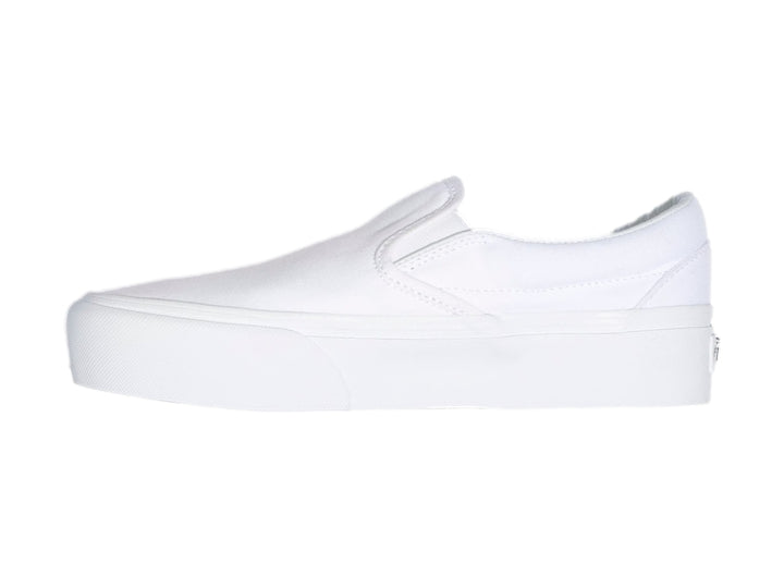 Tenis VANS Classic Slip-On Platform en color blanco total con suela de plataforma.