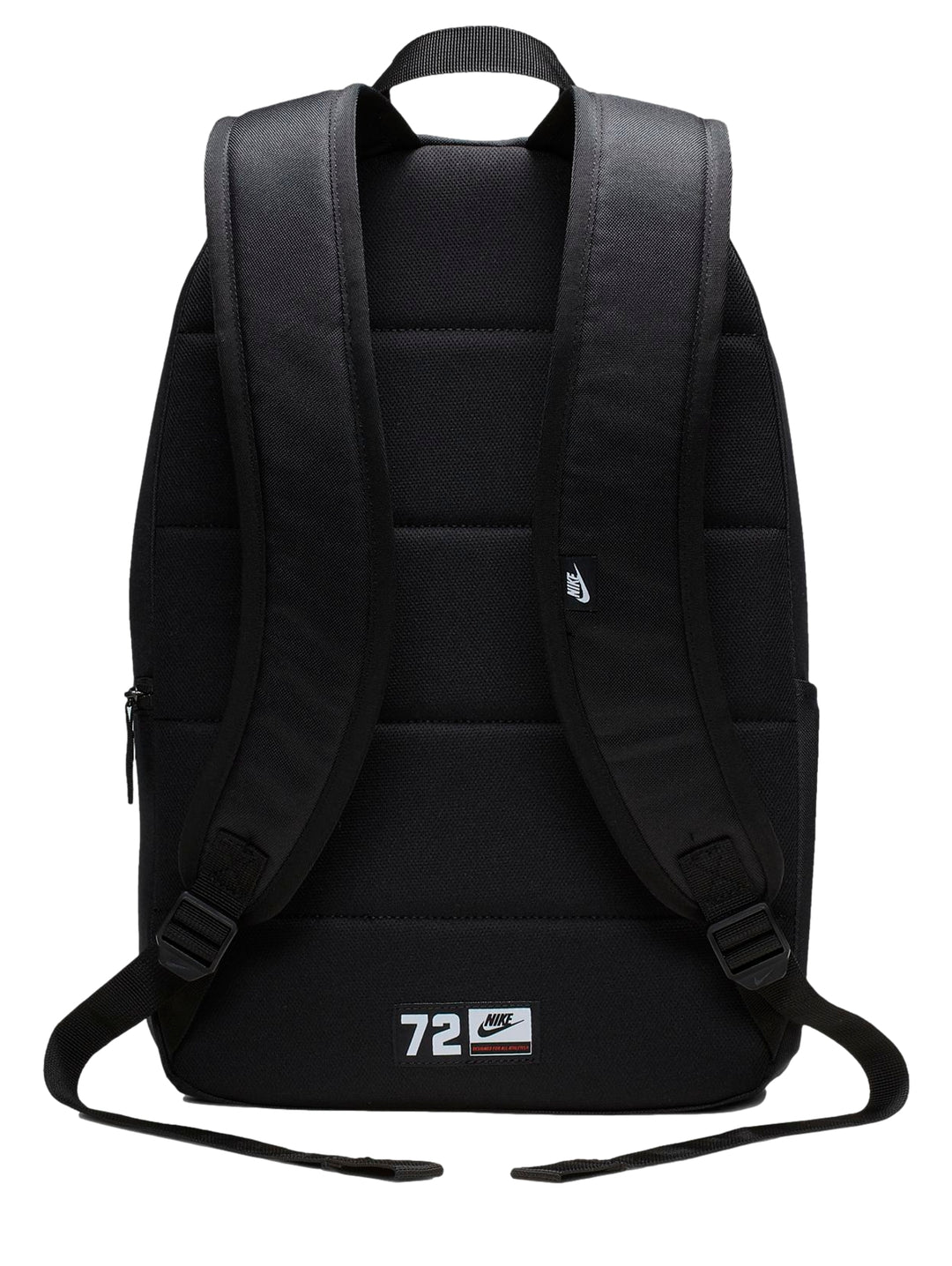 Mochila Nike Heritage 2.0 color negro con logotipo blanco y bolsillo frontal.