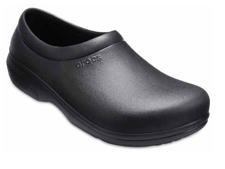 Zueco Crocs On The Clock Work Slipon para hombre en color negro.