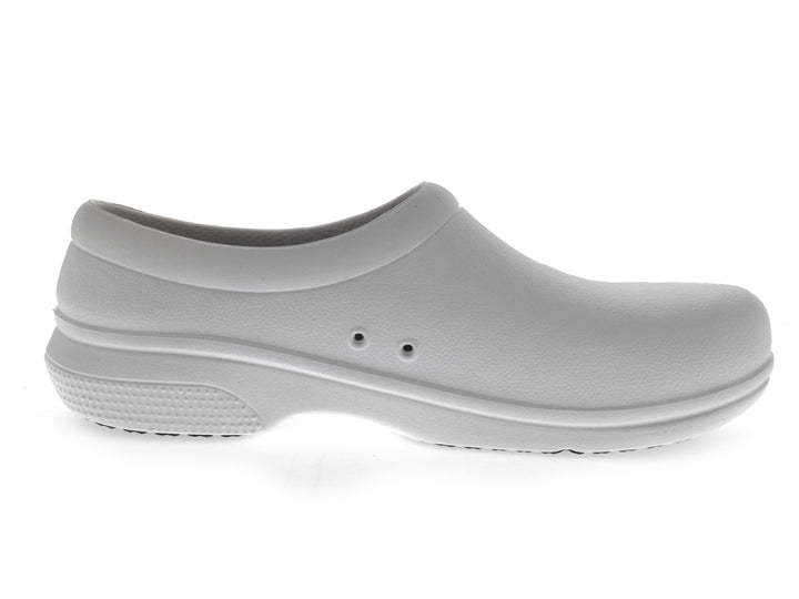 Par de zuecos Crocs On The Clock color blanco para hombre, estilo slip-on.