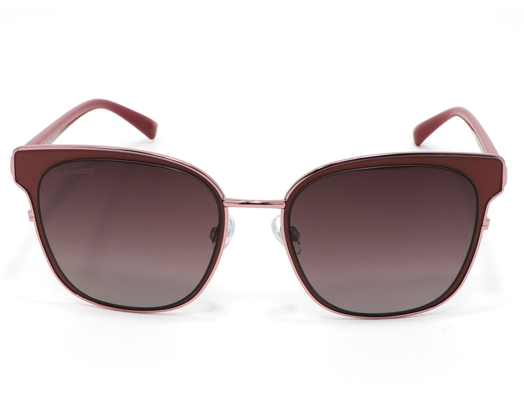 Lentes de sol Cloe para mujer en color rosa con cristales degradados y montura cuadrada.