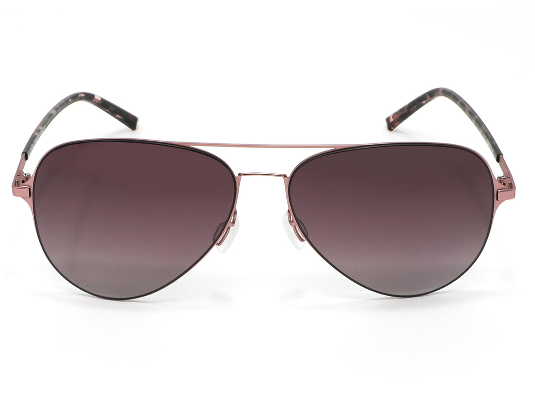 Lentes de sol estilo aviador para mujer con montura rose gold y cristales en degradado.
