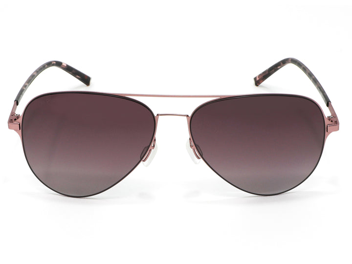 Lentes de sol estilo aviador para mujer con montura rose gold y cristales en degradado.