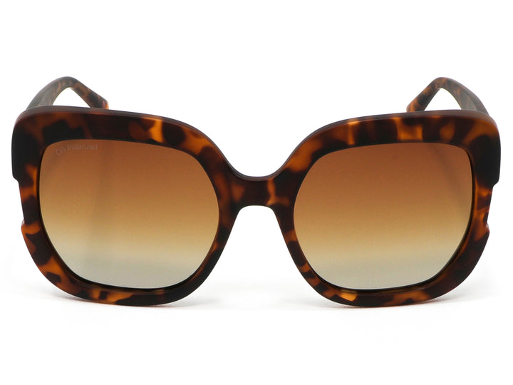 Lentes de sol para mujer Cloe color carey con armazón cuadrado y micas degradadas en color marrón.