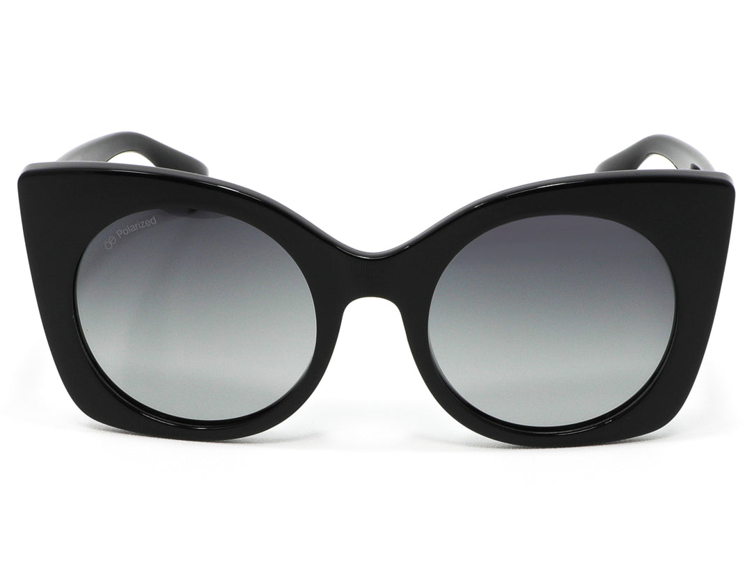 Lentes de sol para mujer Cloe color negro con cristales en tono gris degradado.