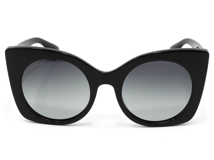 Lentes de sol para mujer Cloe color negro con cristales en tono gris degradado.