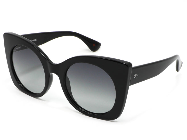 Lentes de sol para mujer Cloe color negro con cristales en tono gris degradado.