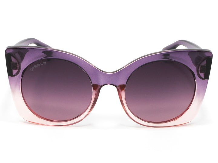Lentes de sol Cloe para mujer en color morado con efecto degradado y marco grueso.