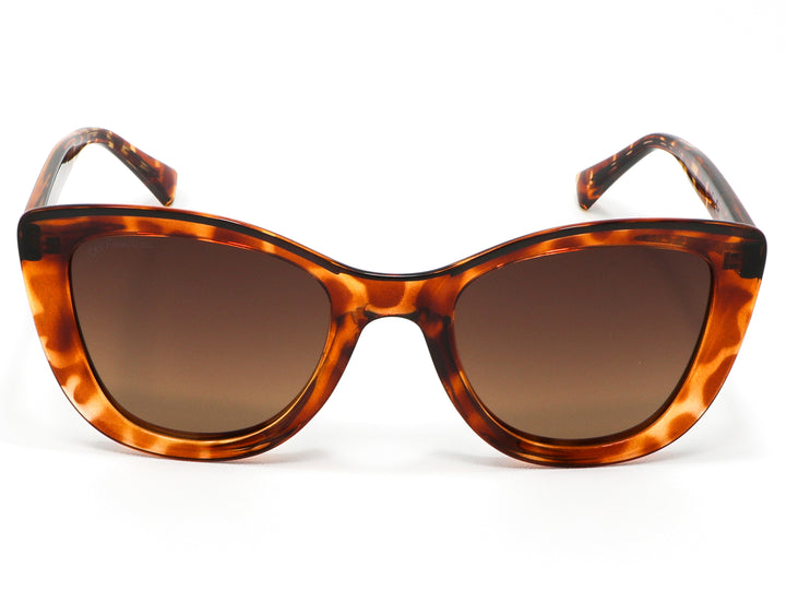 Lentes de sol para mujer Cloe con montura en color carey y cristales marrón.