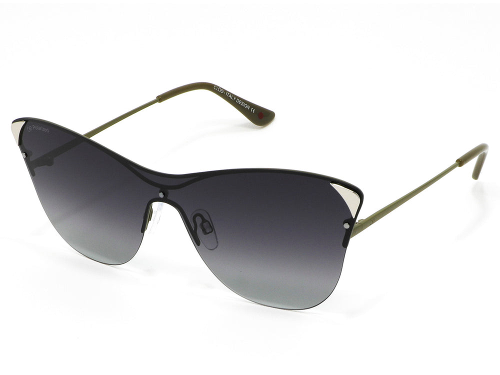 Lentes de sol Cloe para mujer color verde olivo con cristales degradados y diseño oversized.